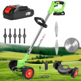 Motocoasă Electrică Cu 2 Acumulatori de 48V, Autonomie 4h,  4000 mAh, Roți Detașabile, 18000 RPM