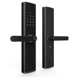 Incuietoare Inteligenta pentru Usa, cu Alarma, Sonerie si Cititor Amprenta, Negru