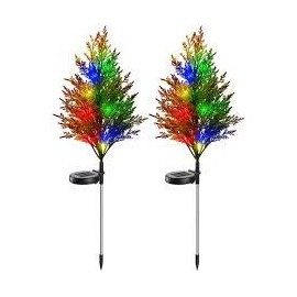 Set 2 Lampi Solare tip Copac cu 8 LED-uri, 74cm, Senzor de lumina, 800mAh, IP65, Multicolor
