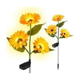 Set 2 Lampi Solare Decorative, Floarea Soarelui, IP65, Alb Cald, 75x15cm, Pentru Gradina, Balcon, Terasa