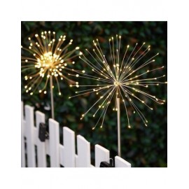 Set 2 x Lampa Solara, Decor Gradina, Model Fireworks/Artificii, din Sarma de Cupru, 120 LED-uri, 55W, 90 cm, Alb Cald