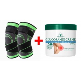 Set 2 Genunchiere + Gel Antireumatic CADOU, ajustabila cu bretele elastice, bandaj pentru genunchi cu compresie